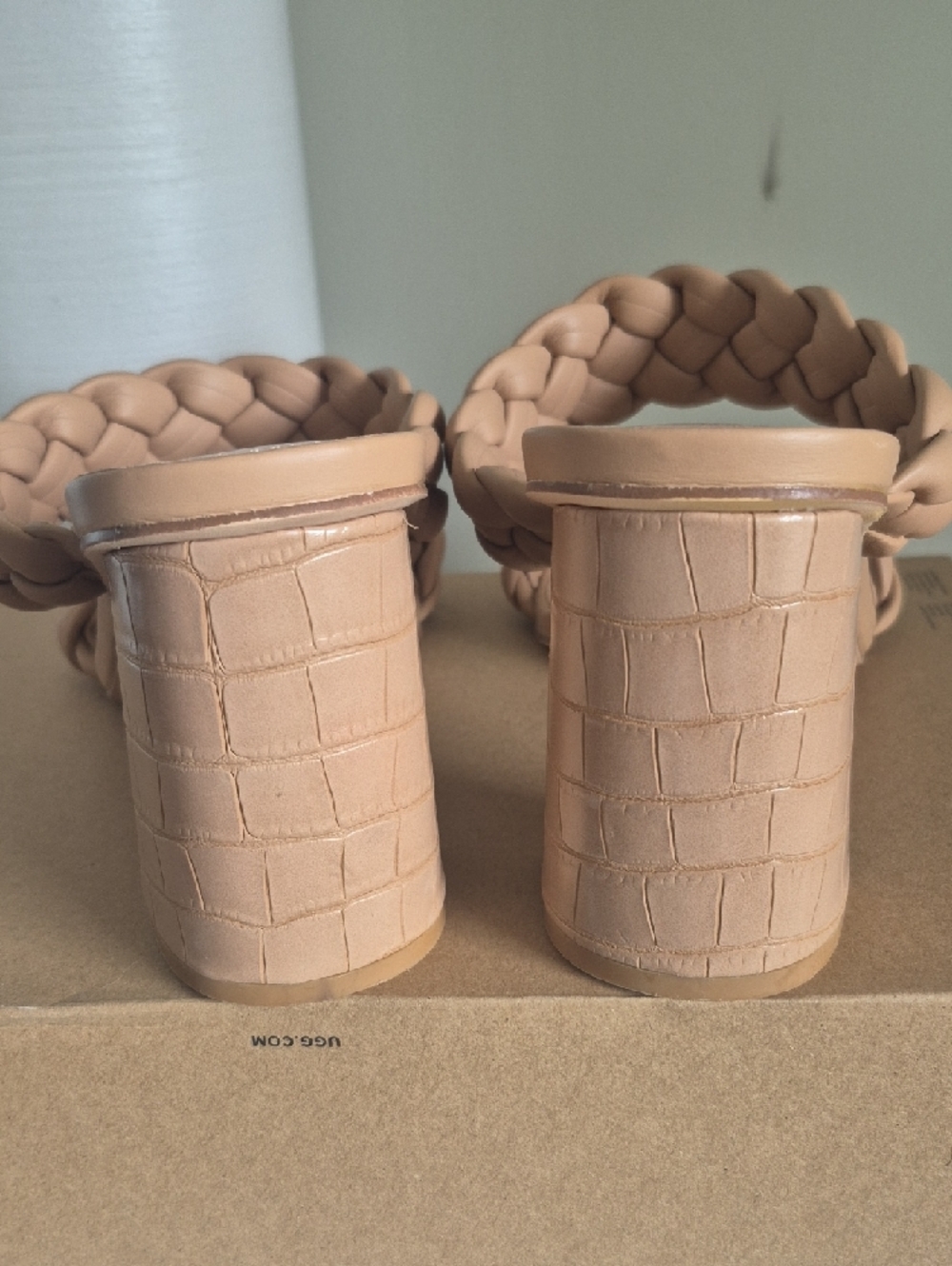 Braided Double-Strap Heel Slides in Nude - Picture 4 of 6